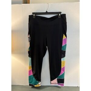 Fila Sport Womens Leggings L Black Colorblock Crop Workout Yoga Gym‎ Pants